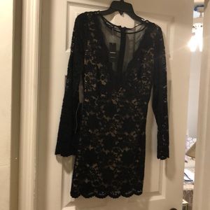 Black lace mini dress